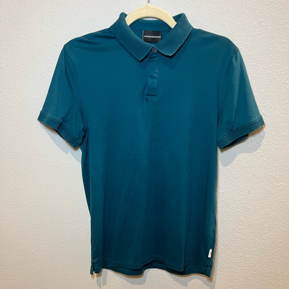 Emporio Armani Men’s Turquoise Solid Polo Size M - Picture 5 of 14